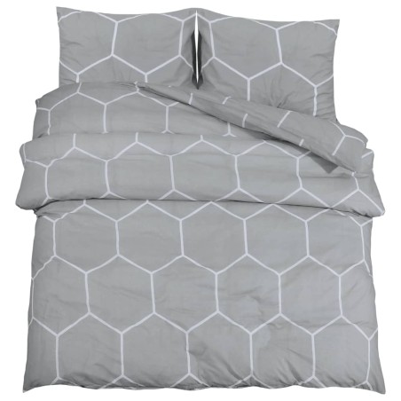 vidaXL Juego de funda nórdica algodón gris 135x200 cm