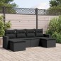 vidaXL Set de sofás de jardín 6 piezas y cojines ratán sintético negro vidaXL Set de sofás de jardín 6 piezas y cojines ratán sintético negro