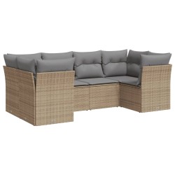 vidaXL Juego de sofás jardín con cojines 6 pzas ratán sintético beige