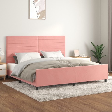 vidaXL Estructura de cama con cabecero de terciopelo rosa 200x200 cm