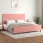 vidaXL Estructura de cama con cabecero de terciopelo rosa 200x200 cm