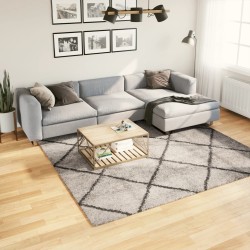 vidaXL Alfombra de pelo largo moderna beige y antracita 240x240 cm