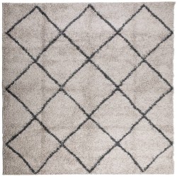 vidaXL Alfombra de pelo largo moderna beige y antracita 240x240 cm