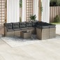 vidaXL Set de sofás de jardín 10 pzas con cojines ratán sintético gris vidaXL Set de sofás de jardín 10 pzas con cojines ratán sintético gris
