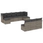 vidaXL Set de sofás de jardín 10 pzas con cojines ratán sintético gris vidaXL Set de sofás de jardín 10 pzas con cojines ratán sintético gris