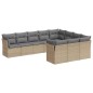 vidaXL Juego de sofás jardín con cojines beige 10 pzas ratán sintético vidaXL Juego de sofás jardín con cojines beige 10 pzas ratán sintético