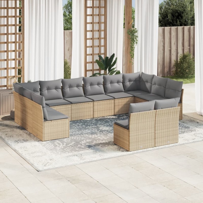 vidaXL Set de sofás de jardín 12 pzas y cojines ratán sintético marrón vidaXL Set de sofás de jardín 12 pzas y cojines ratán sintético marrón