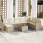 vidaXL Set de sofás de jardín 9 pzas con cojines ratán sintético beige vidaXL Set de sofás de jardín 9 pzas con cojines ratán sintético beige
