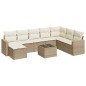 vidaXL Set de sofás de jardín 9 pzas con cojines ratán sintético beige vidaXL Set de sofás de jardín 9 pzas con cojines ratán sintético beige
