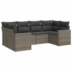 vidaXL Set de muebles de jardín 6 pzas y cojines ratán sintético gris