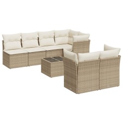 vidaXL Juego de sofás de jardín con cojines beige 8 pzas ratán PE