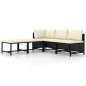 vidaXL Set de sofás de jardín 5 pzas y cojines ratán sintético negro vidaXL Set de sofás de jardín 5 pzas y cojines ratán sintético negro