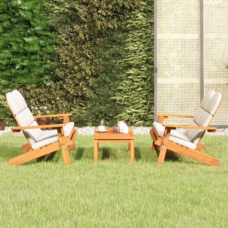 vidaXL Juego de muebles de jardín Adirondack 3 piezas madera acacia