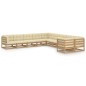 vidaXL Set de muebles de jardín 10 pzs cojines madera pino marrón miel