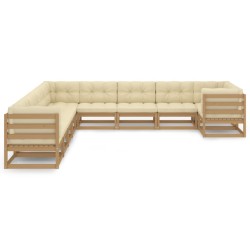 vidaXL Set de muebles de jardín 10 pzs cojines madera pino marrón miel