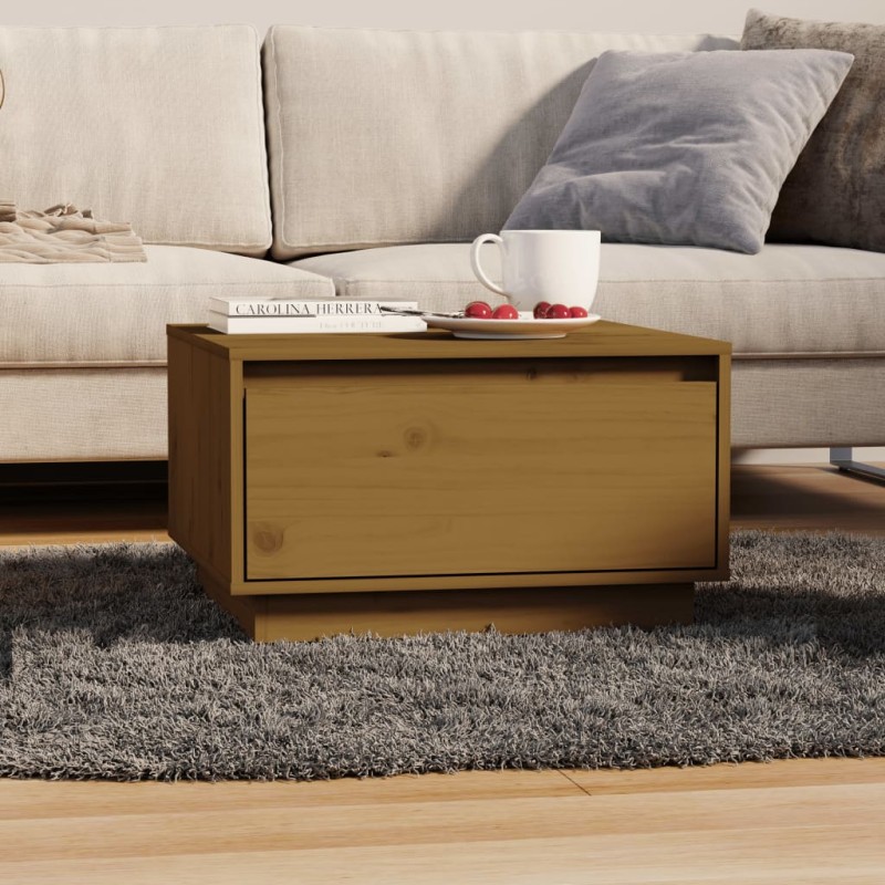 vidaXL Mesa de centro madera maciza de pino marrón miel 55x56x32 cm vidaXL Mesa de centro madera maciza de pino marrón miel 55x56x32 cm