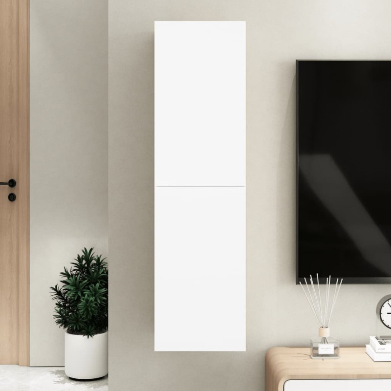 vidaXL Mueble de TV madera contrachapada blanco y roble 30,5x30x110 cm vidaXL Mueble de TV madera contrachapada blanco y roble 30,5x30x110 cm