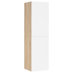 vidaXL Mueble de TV madera contrachapada blanco y roble 30,5x30x110 cm