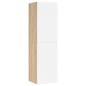 vidaXL Mueble de TV madera contrachapada blanco y roble 30,5x30x110 cm vidaXL Mueble de TV madera contrachapada blanco y roble 30,5x30x110 cm