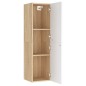 vidaXL Mueble de TV madera contrachapada blanco y roble 30,5x30x110 cm vidaXL Mueble de TV madera contrachapada blanco y roble 30,5x30x110 cm