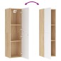 vidaXL Mueble de TV madera contrachapada blanco y roble 30,5x30x110 cm vidaXL Mueble de TV madera contrachapada blanco y roble 30,5x30x110 cm