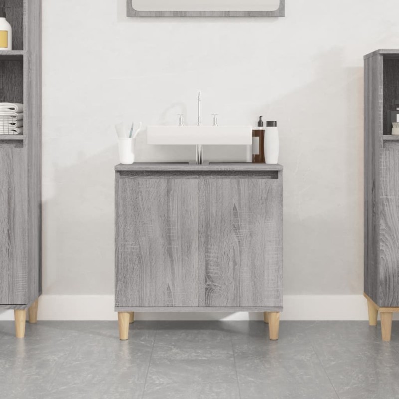vidaXL Armario de lavabo madera contrachapada gris Sonoma 58x33x60 cm vidaXL Armario de lavabo madera contrachapada gris Sonoma 58x33x60 cm