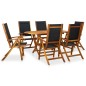 vidaXL Set de comedor de jardín 7 piezas madera maciza de acacia vidaXL Set de comedor de jardín 7 piezas madera maciza de acacia
