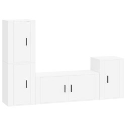 vidaXL Set de muebles para TV 4 piezas madera contrachapada blanco