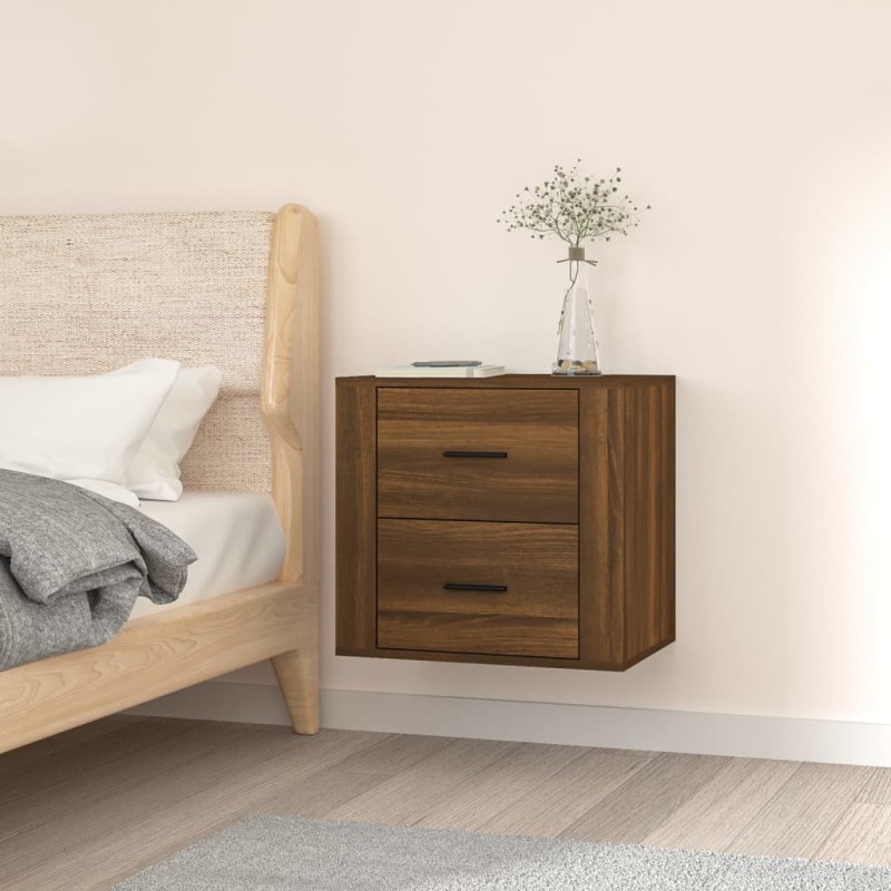 vidaXL Mesita de noche de pared roble marrón 50x36x47 cm vidaXL Mesita de noche de pared roble marrón 50x36x47 cm