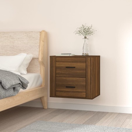 vidaXL Mesita de noche de pared roble marrón 50x36x47 cm