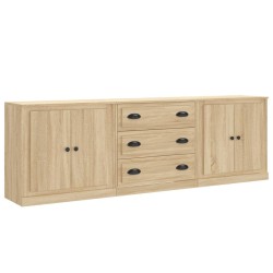 vidaXL Aparadores 3 piezas madera contrachapada color roble sonoma