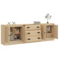 vidaXL Aparadores 3 piezas madera contrachapada color roble sonoma vidaXL Aparadores 3 piezas madera contrachapada color roble sonoma