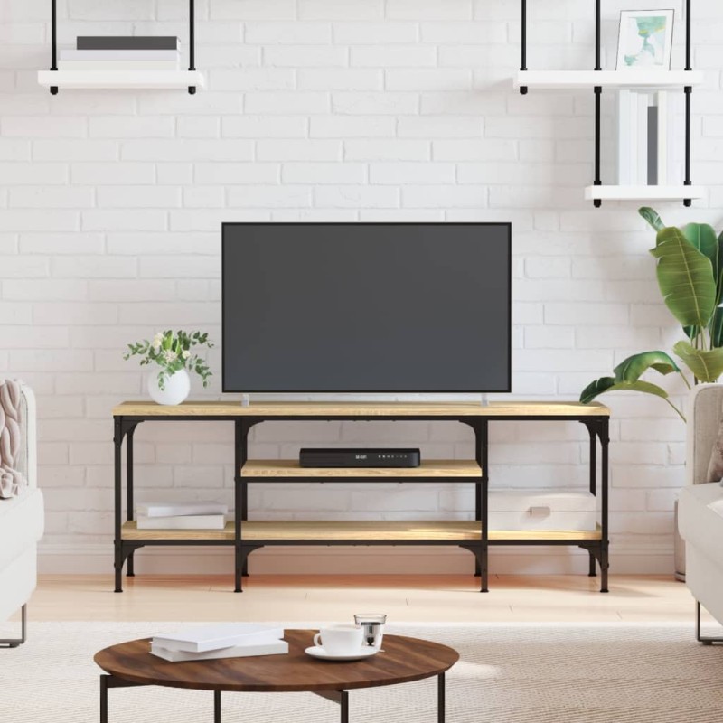 vidaXL Mueble TV madera de ingeniería y hierro Sonoma 121x35x45 cm vidaXL Mueble TV madera de ingeniería y hierro Sonoma 121x35x45 cm
