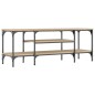 vidaXL Mueble TV madera de ingeniería y hierro Sonoma 121x35x45 cm vidaXL Mueble TV madera de ingeniería y hierro Sonoma 121x35x45 cm