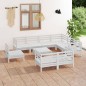 vidaXL Juego de muebles de jardín 10 piezas madera maciza pino blanco vidaXL Juego de muebles de jardín 10 piezas madera maciza pino blanco