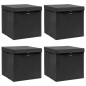 vidaXL Cajas de almacenaje con tapas 4 uds tela negro 32x32x32 cm vidaXL Cajas de almacenaje con tapas 4 uds tela negro 32x32x32 cm