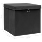 vidaXL Cajas de almacenaje con tapas 4 uds tela negro 32x32x32 cm vidaXL Cajas de almacenaje con tapas 4 uds tela negro 32x32x32 cm