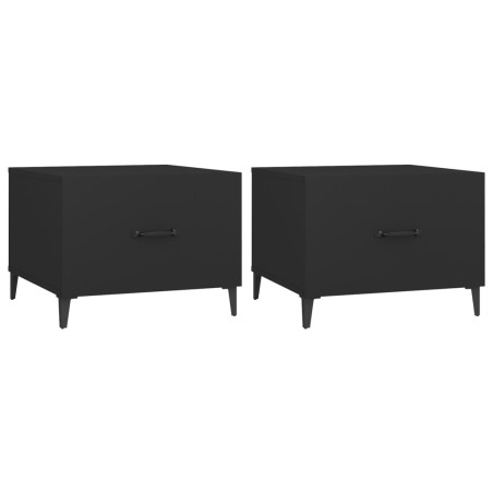 vidaXL Mesa de centro con patas de metal 2 unidades negro 50x50x40 cm