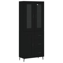 vidaXL Aparador alto madera contrachapada negro 69,5x34x180 cm 
