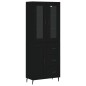 vidaXL Aparador alto madera contrachapada negro 69,5x34x180 cm 