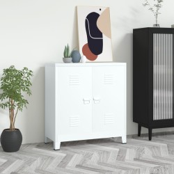 vidaXL Baúl de almacenaje industrial acero blanco 90x40x100 cm