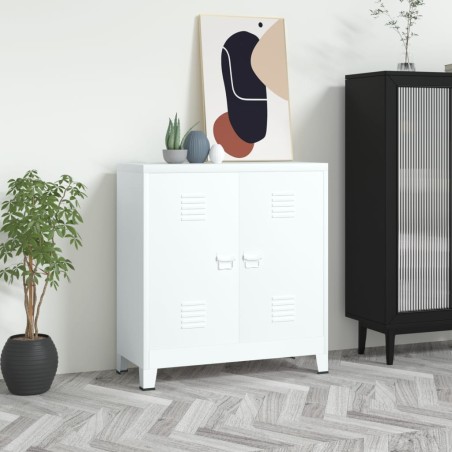 vidaXL Baúl de almacenaje industrial acero blanco 90x40x100 cm