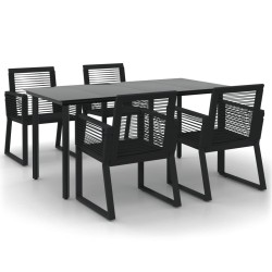 vidaXL Juego de comedor de jardín 5 piezas ratán PVC negro