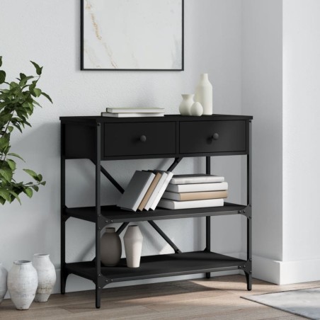 vidaXL Mesa consola madera de ingeniería negro 75x34,5x75 cm