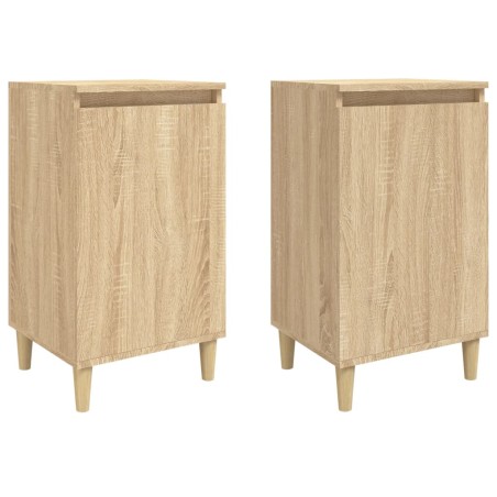 vidaXL Mesitas de noche 2 uds madera contrachapada roble 40x35x70 cm