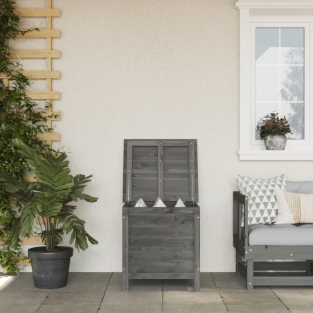 vidaXL Arcón de jardín madera maciza abeto gris antracita 50x49x56,5cm