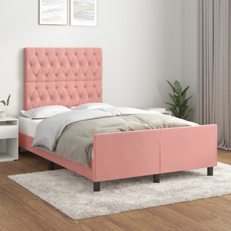 vidaXL Estructura de cama con cabecero de terciopelo rosa 120x200 cm