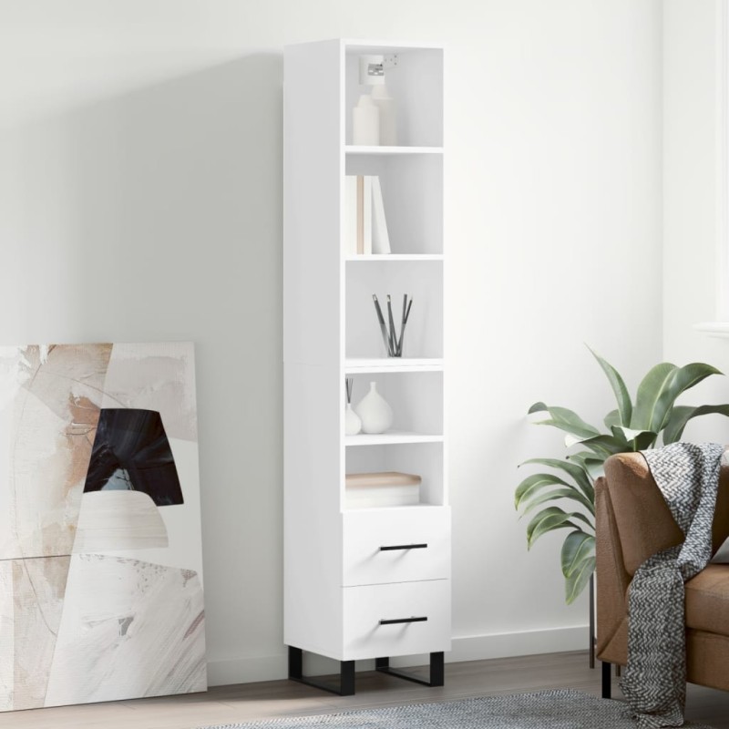 vidaXL Aparador alto madera contrachapada blanco 34,5x34x180 cm vidaXL Aparador alto madera contrachapada blanco 34,5x34x180 cm