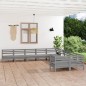 vidaXL Juego de muebles de jardín 10 piezas madera maciza de pino gris vidaXL Juego de muebles de jardín 10 piezas madera maciza de pino gris