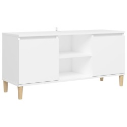 vidaXL Mueble de TV con patas de madera maciza blanco 103,5x35x50 cm